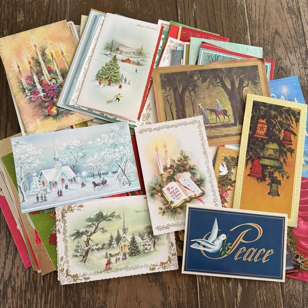 *Lot Of 20* 1970s Christmas Cards Used Mixed‎ Lot Scrapbook Decor Classic Art